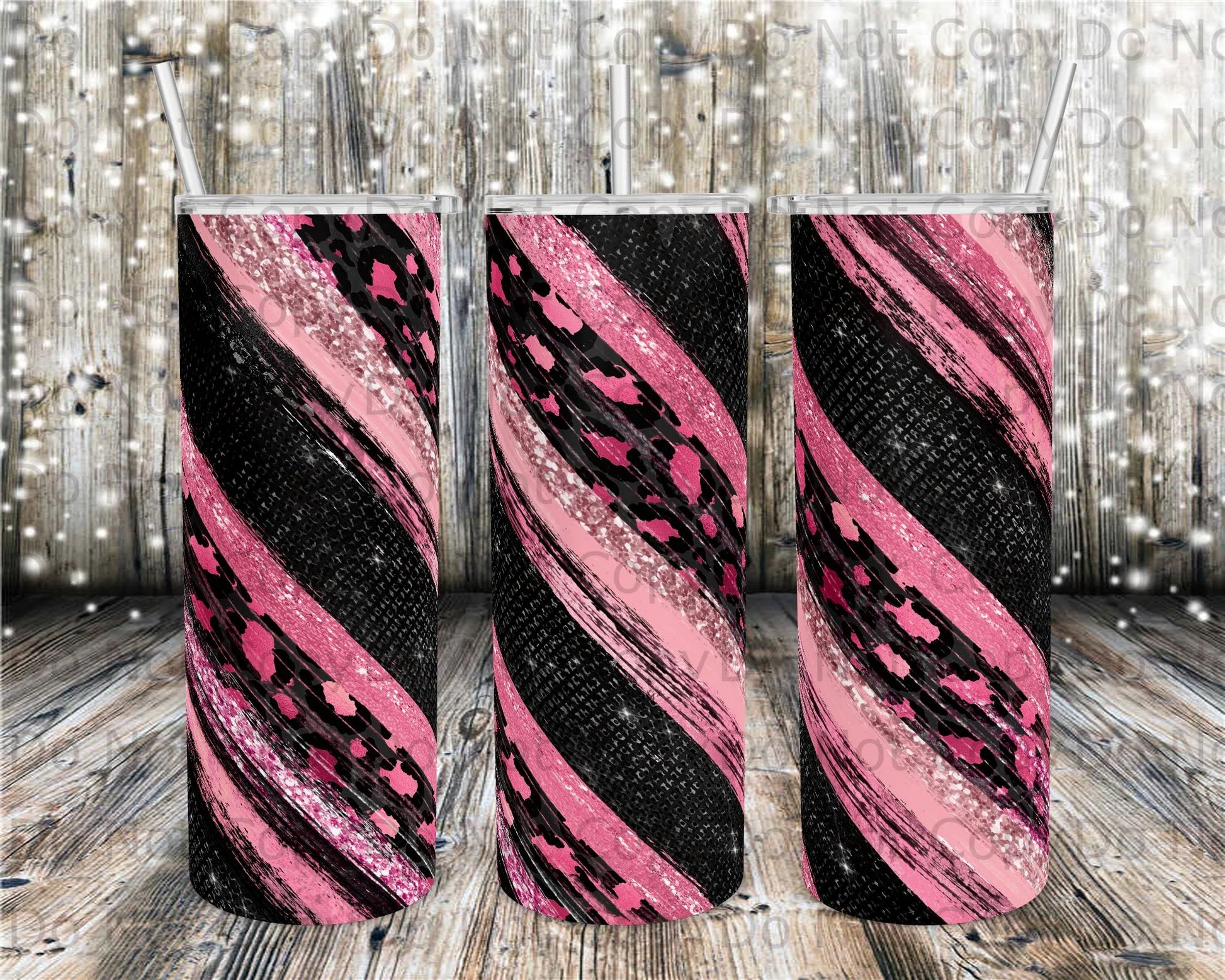 Pink Foil Leopard Tumbler Print