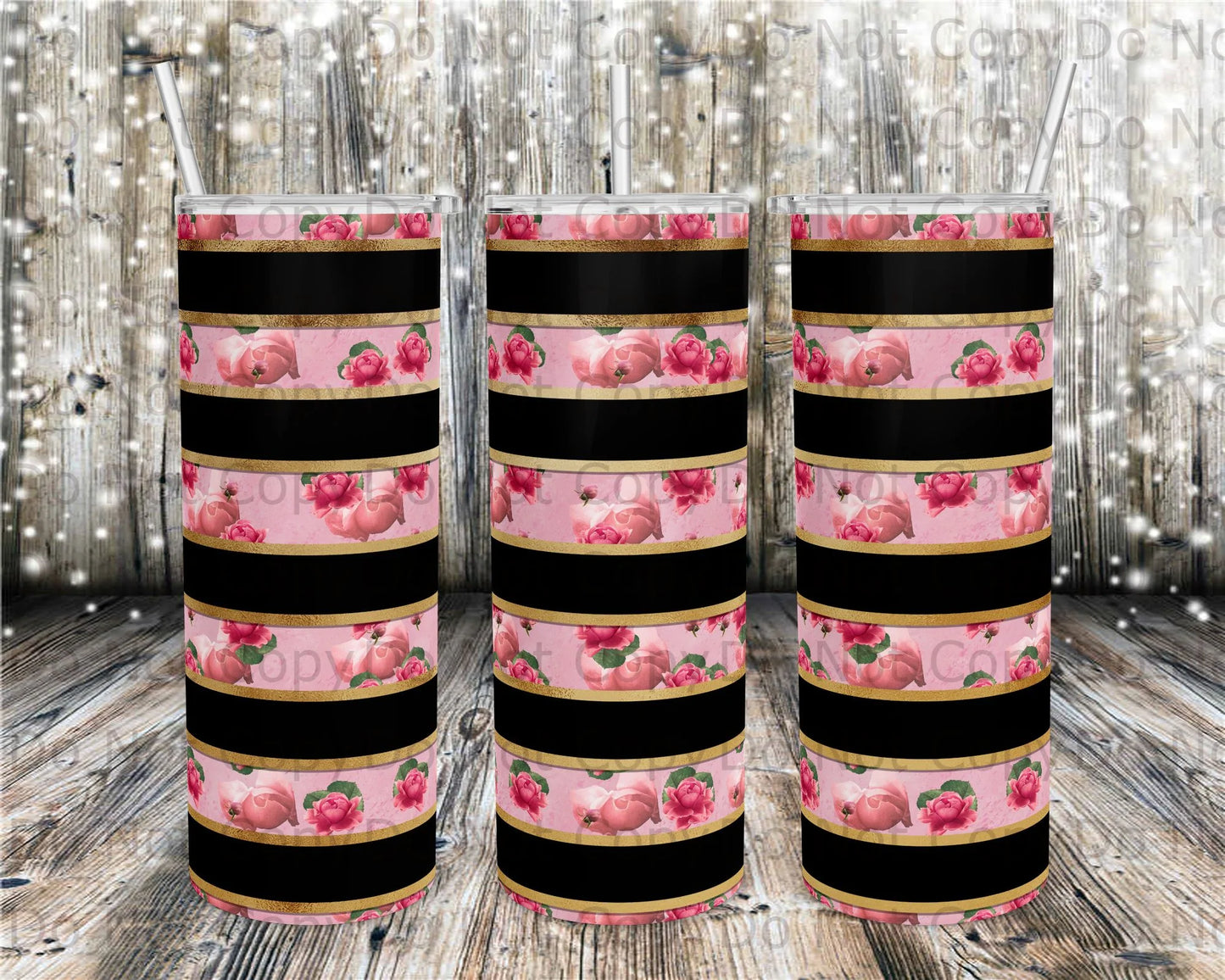 Pink Rose Foil Tumbler Print