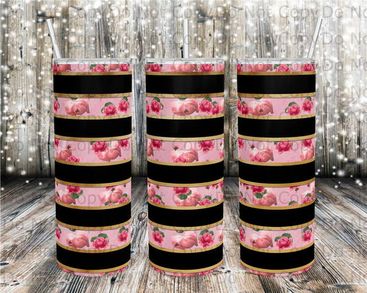 Pink Rose Foil Tumbler Print