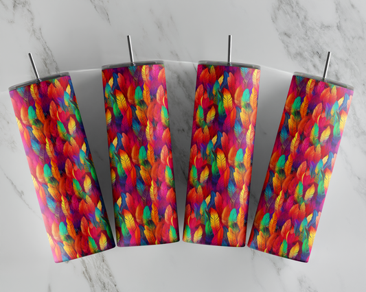Rainbow Feathers Tumbler