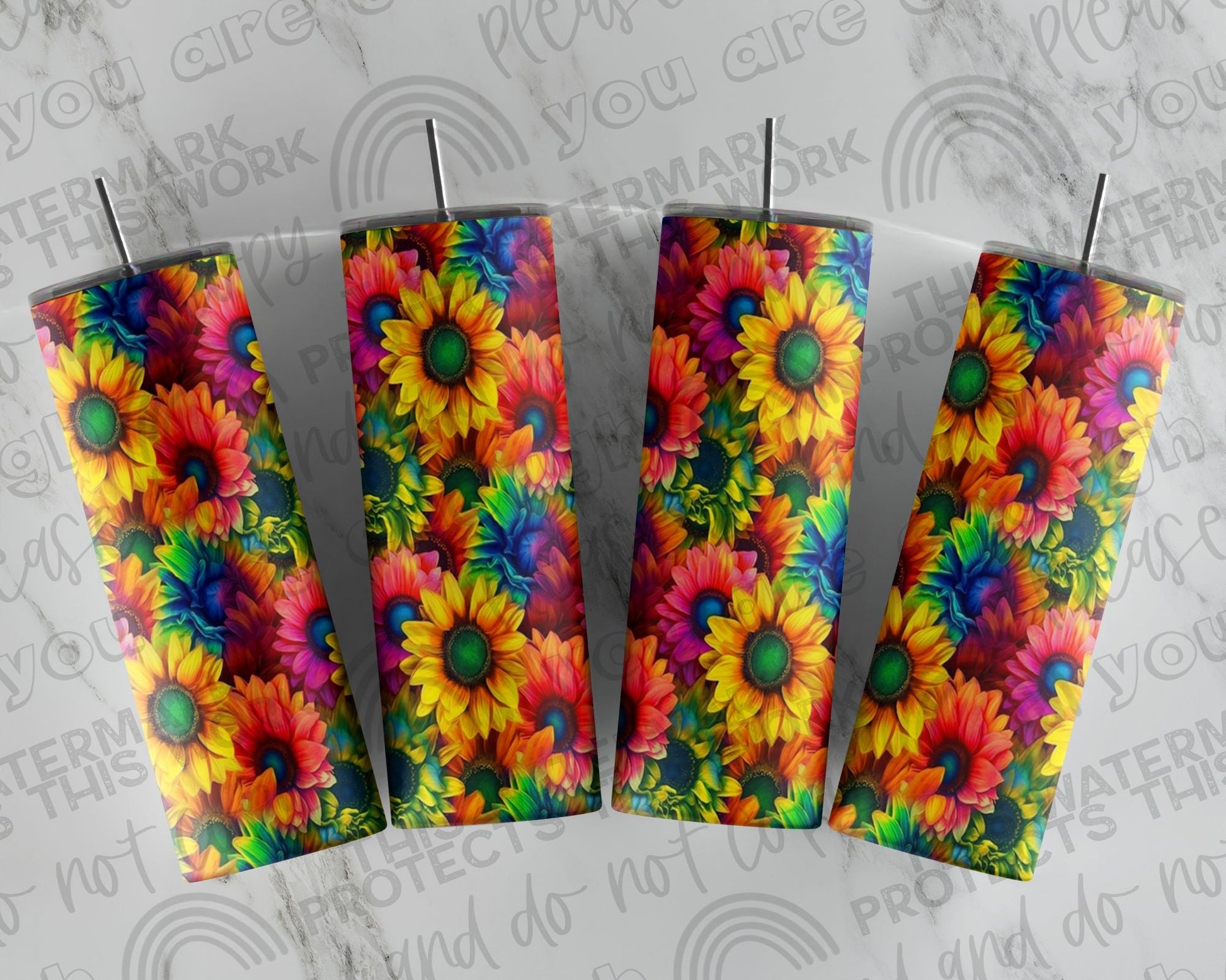 Sunflower Rainbow Tumbler Print