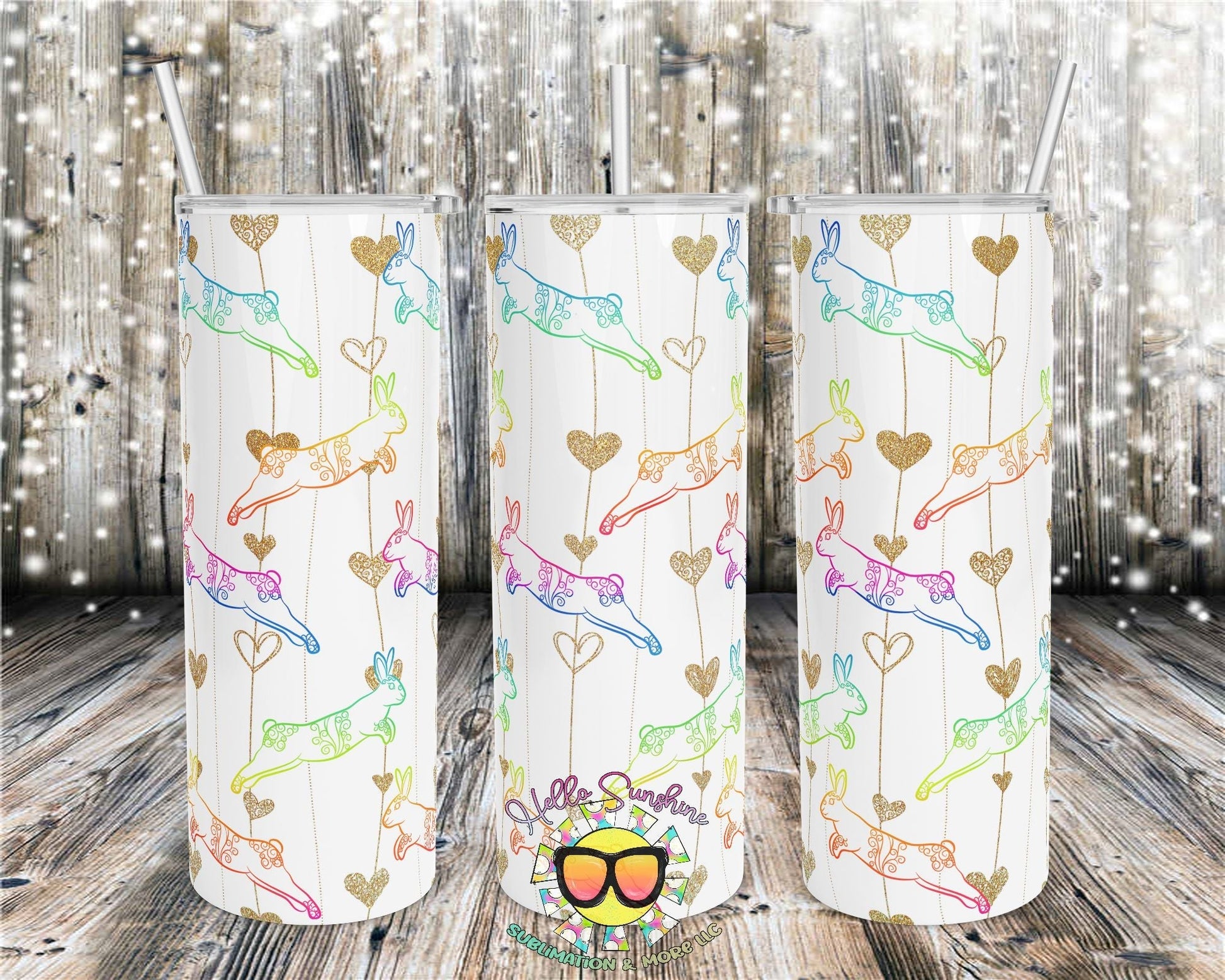 Rainbow Rabbits White Tumbler