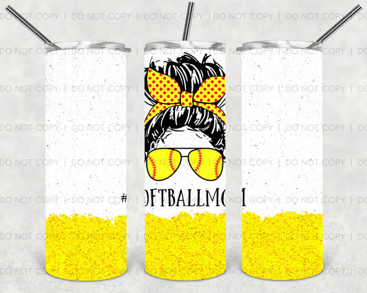 Softball Mom Messy Tumbler Print