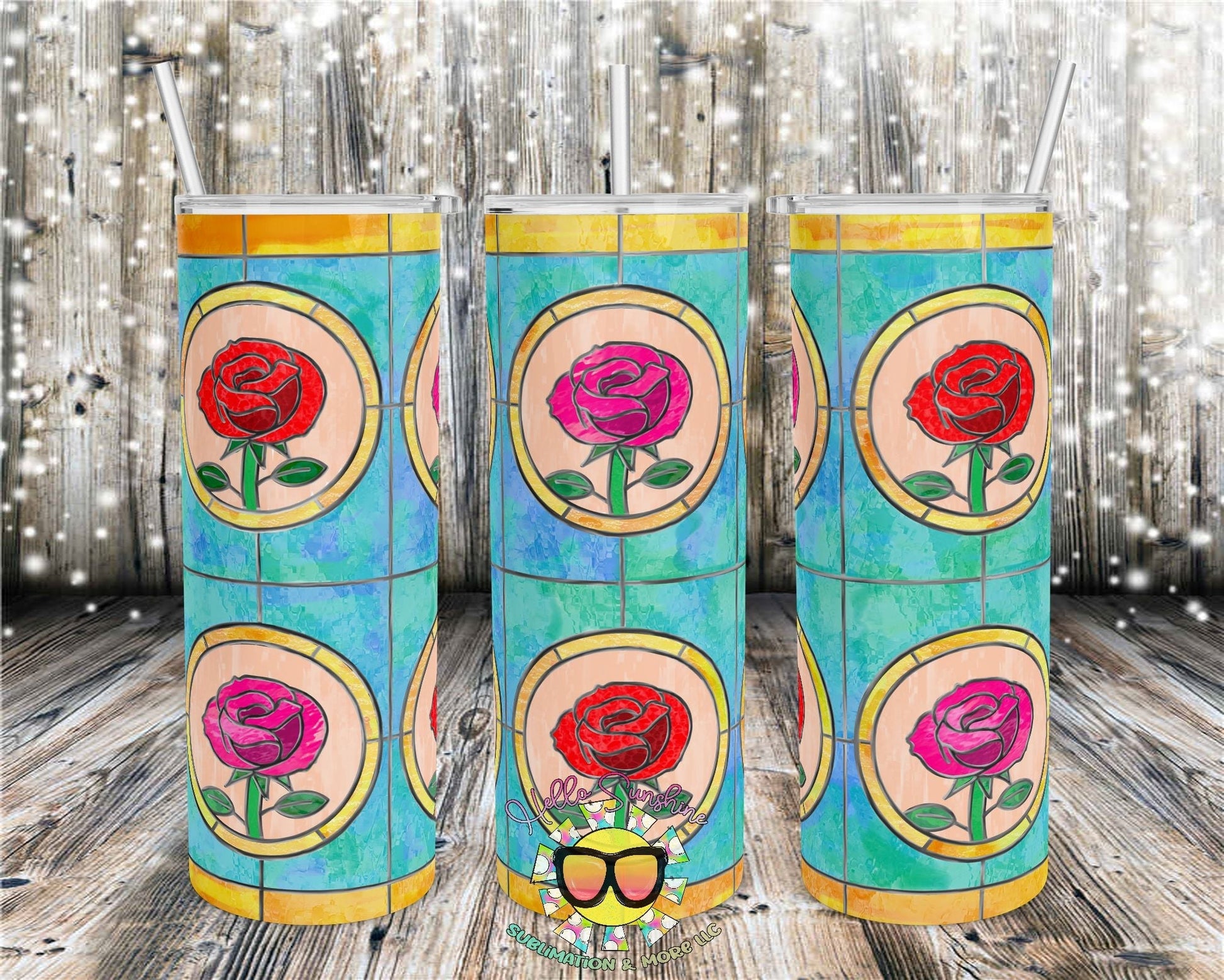 Rose Stained Glass Tumbler