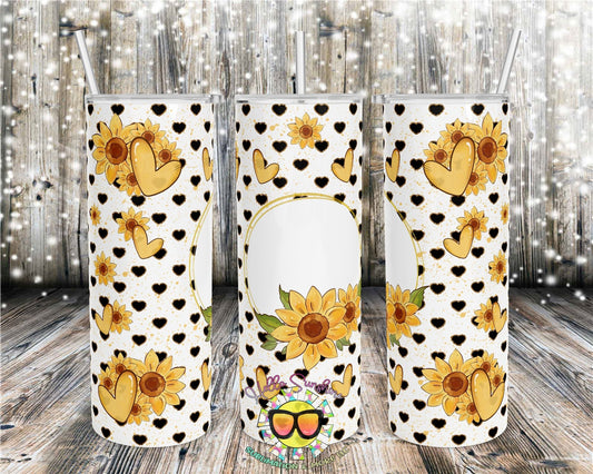 Sunflower Monogram Hearts Tumbler