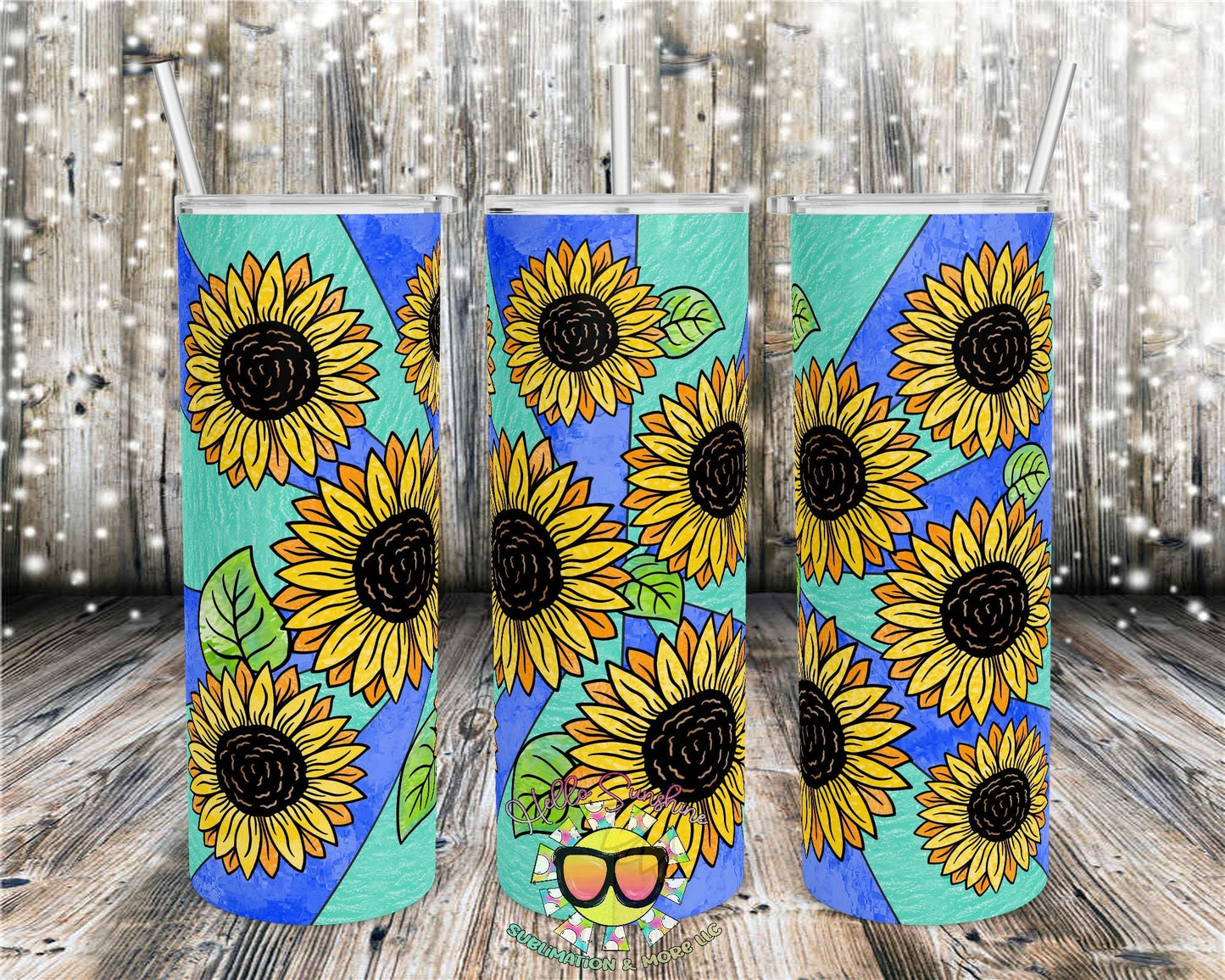 Sunflower Swirl Stained Glass Tumbler