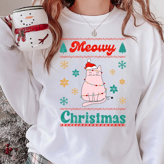 Pink Kitty Meowy Christmas Transfer