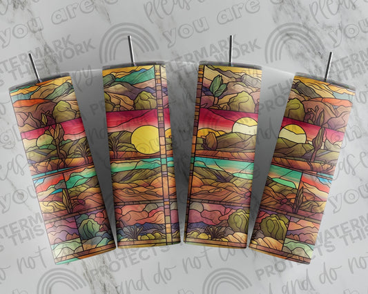 Stained-Glass Western Sunset Tumbler