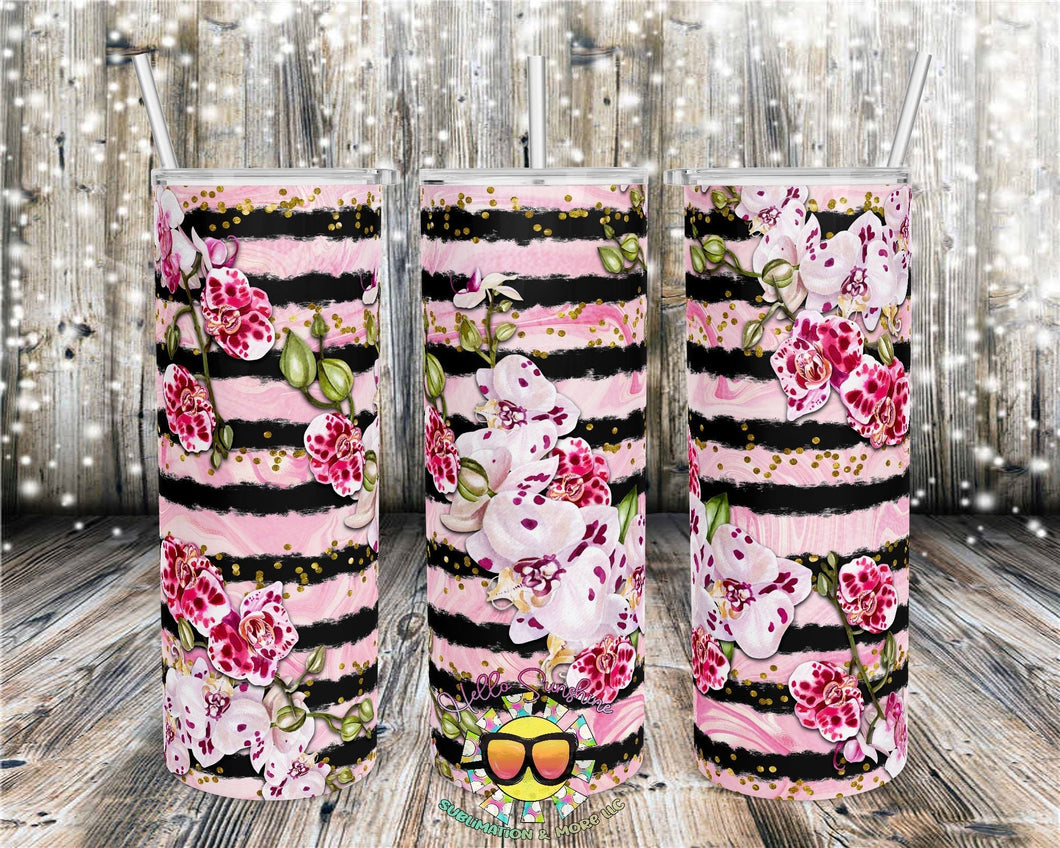 White Pink Orchid Tumbler