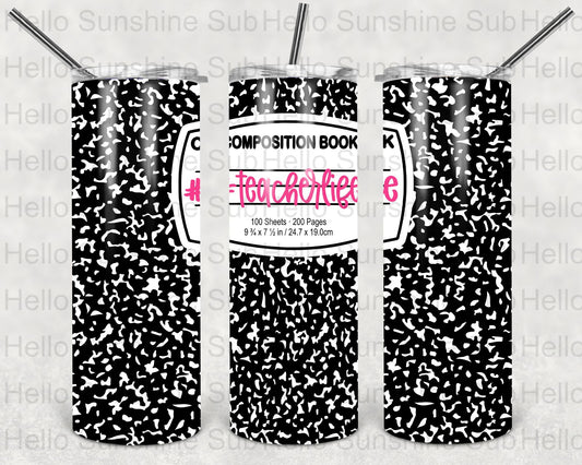 Black Composition Teacher Life Tumbler