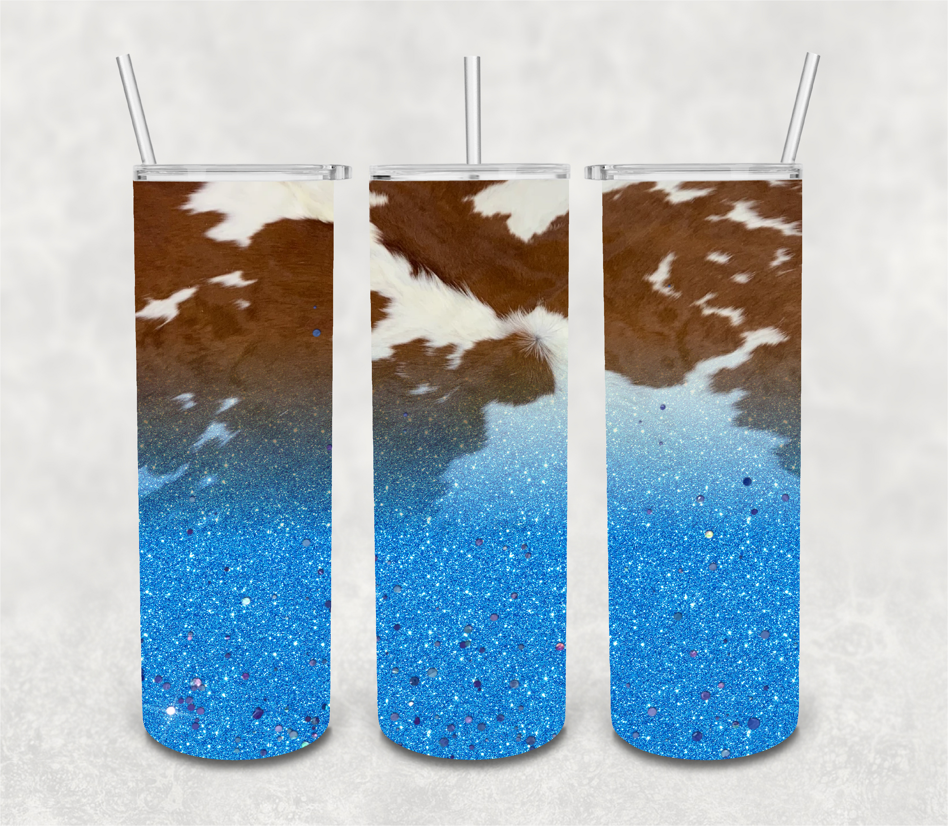 Cowprint & Color Glitter Tumbler