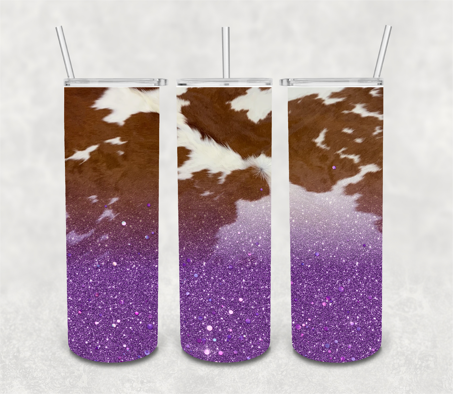 Cowprint & Color Glitter Tumbler