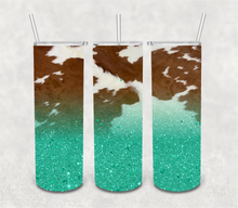 Load image into Gallery viewer, Cowprint &amp; Color Glitter Tumbler
