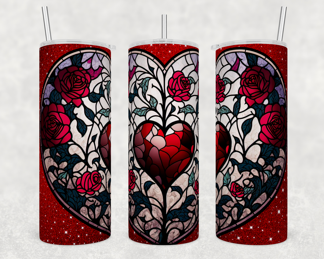 Rose Heart Stained glass Tumbler