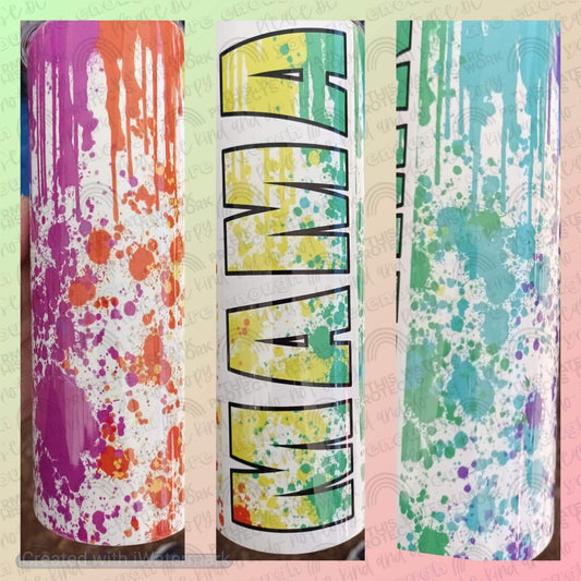 Mama Rainbow Paint Splash Tumbler