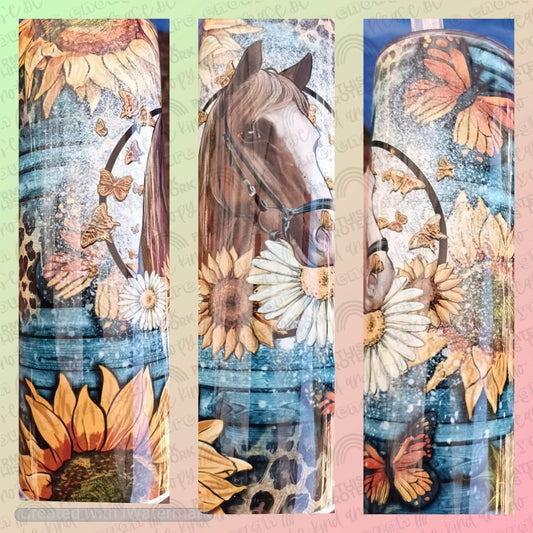 Horse and sunflowers Tumbler