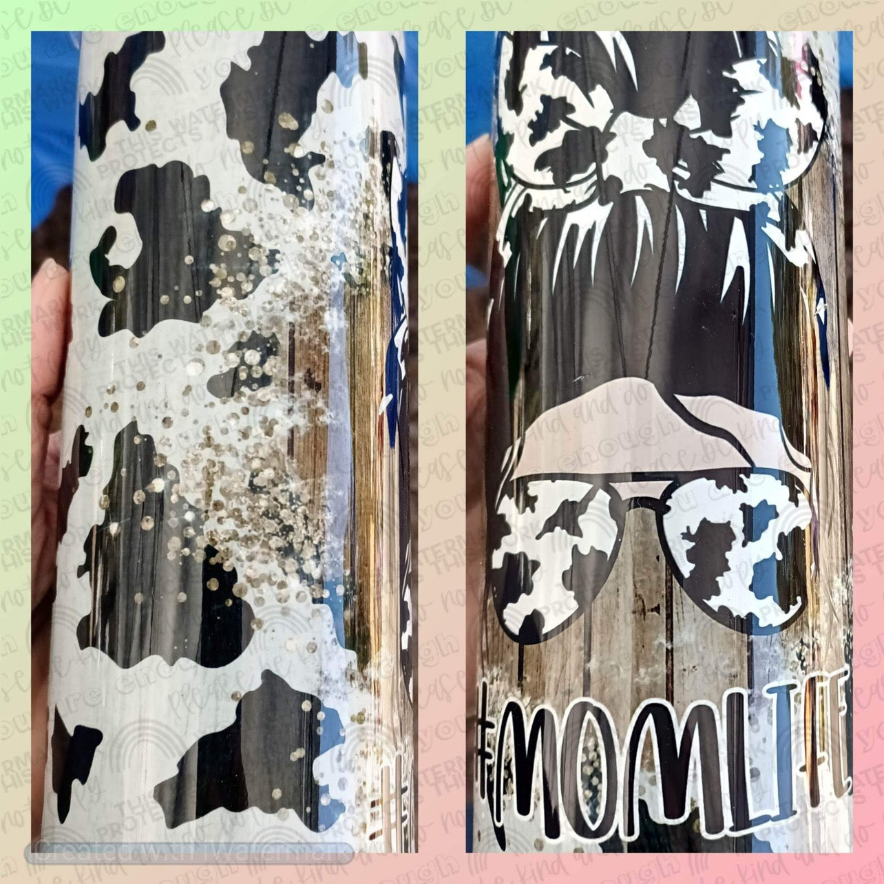 Mom Life Cow Print Tumbler