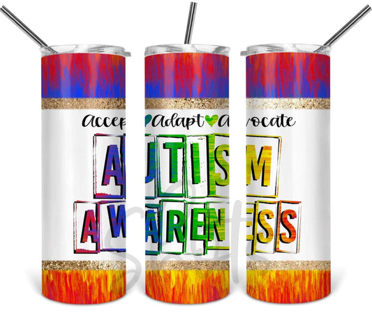 Adapt Accept Advocate Autism Awareness Tumbler