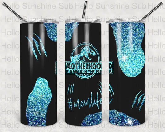 Motherhood Mom Life Blue Tumbler