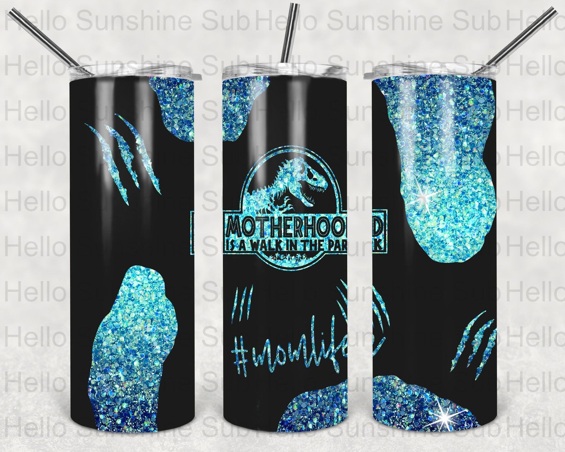 Motherhood Mom Life Blue Tumbler Print