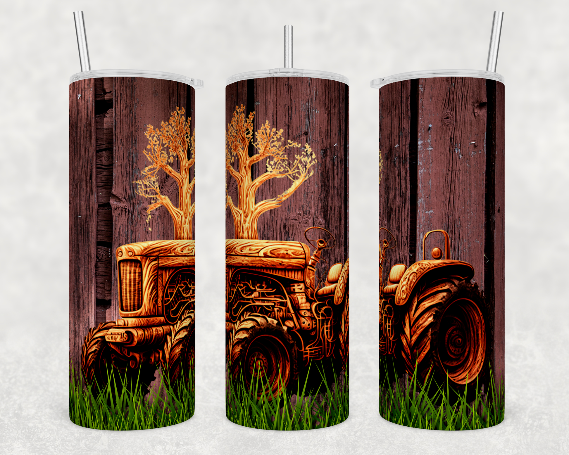 Wooden Tractor Tumbler